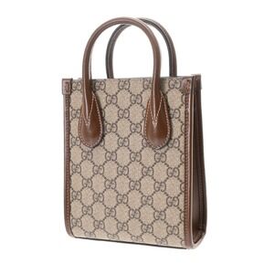 Gucci Leather GG Tan Interlocking Supreme Bag Canvas Tote Beige Brown